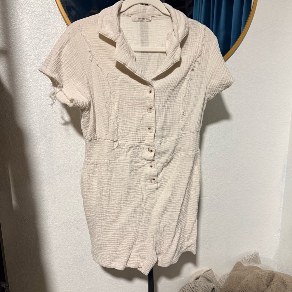 Stylish Cream Button-Up Romper